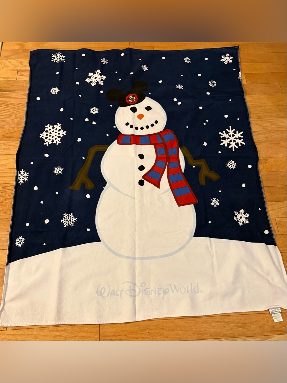 Walt Disney World/Disneyland Nav Blue Snowman Throw Blanketwith Red & Blue Scarf